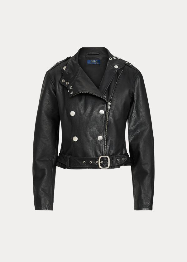 Chaquetas Polo Ralph Lauren Mujer Negros - Belted Calfskin - FEVKA6095